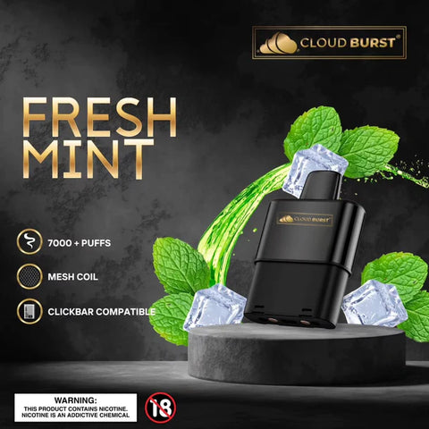 Click Bar Pod Device -  Cloudburst Fresh Mint 7000puffs