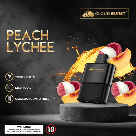 Click Bar Pod Device -  Cloudburst Peach Lychee 7000puffs